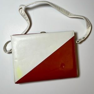 Vintage, maroon, and white purse